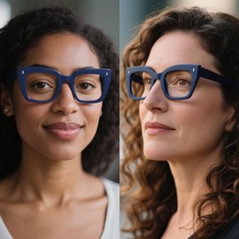 WEMOOTANTS Blue Reading Glasses 2.0 for Women Vintage Cat Eye Readers 1.00 1.25 1.50 1.75 2.00 2.25 2.50 2.75 3.0 3.5 4.0 Thick Full Rim with Spring Hinges