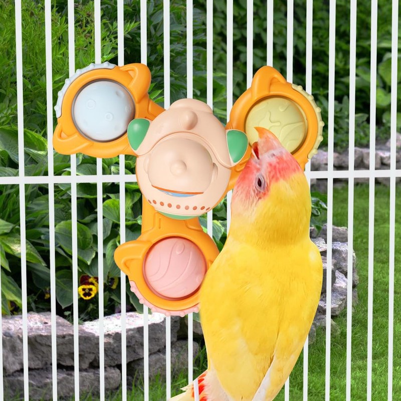 Parrot Spinner Toy, Interactive Parakeet Spinning Toy Bird Cage Hanging
