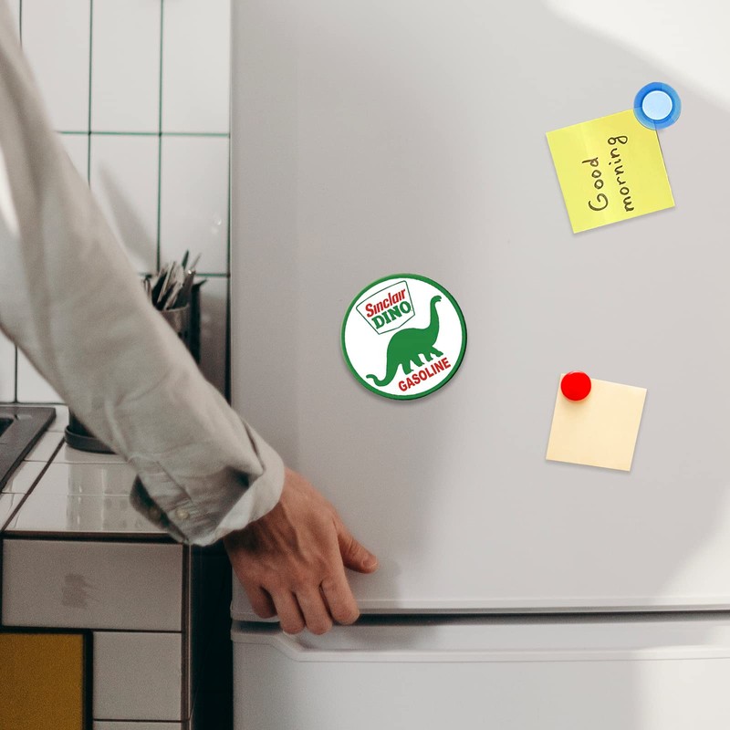 Desperate Enterprises Sinclair Dino Gasoline Round Refrigerator Magnet, 3" Diameter