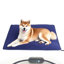 DEOMAN Pet Heating Pad for Cats & Dogs, 24x36 Inch, 6 Heat Levels,Auto Shut Off Timer, Waterproof, Removable Washable Cover, Chew-Proof Cord, Digital Display