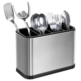 Bhina Kitchen Cooking Utensil Holder, Cutlery Holder, Cutlery Holder Made of Stainless Steel, Used to Organise Kitchen Worktops, Store Crockery and Cooking Utensils