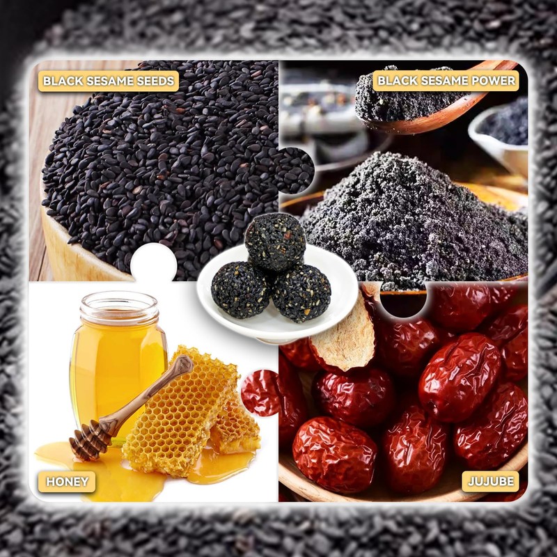 Organic date Black Sesame Balls Snacks Pure Honey Handmade date