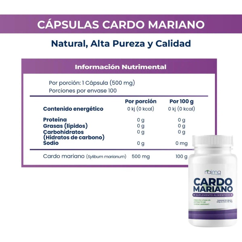 Cardo Mariano 500mg 100 Cápsula Por Frasco Sabor