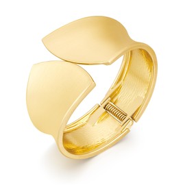 SHANTYSON Chunky Brushed Gold Bangle Bracelet Matte Finish Statement Thick 18k Gold Plated Cuff Bracelet for Summer