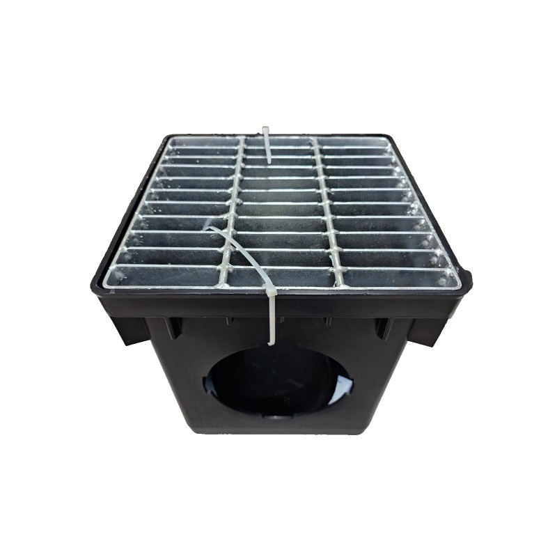 NDS Square Drainage Catch Basin w/ Metal Grate 2-Opening Kit