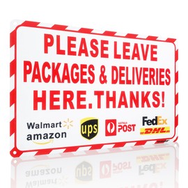 Nicekeep Package Delivery Sign for Outdoor Use - Please Leave Packages & Deliveries Here Thanks - 8x12 Inch Delivery Signs for Package