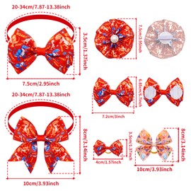 JpGdn 120PCS Dinosaur Dog Bows Pack Include 20PCS Bowties with Adjustable Buckle 40PCS Hair Bows 60PCS Flowers and Bowties Attachments for Girl Female Boy Male Dogs Grooming Accessories