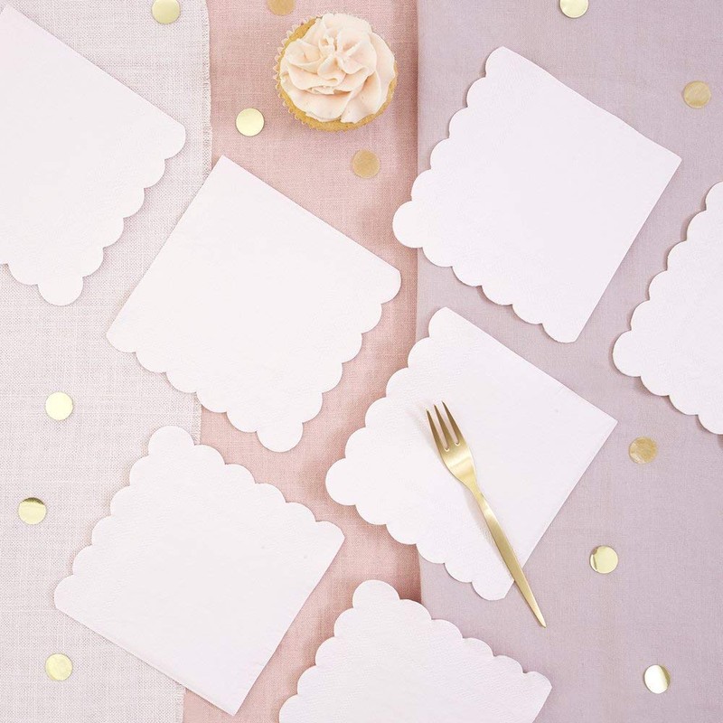Meri Meri Disposable Paper Napkins (Pack of 20), Scalloped Edge,