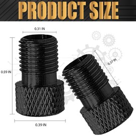 MEAJOO 2PCS Presta Valve Adapter, Aluminum Convert Presta to Schrader Adaptor, Inflate Tire Using Standard Pump or Air Compressor for Bikes, 2 x Black Tire Valve Caps(Reticulated Grain Style, Black)