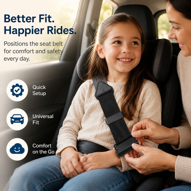 Seat Belt Adjuster for Kids – Universal Shoulder Strap Positioning