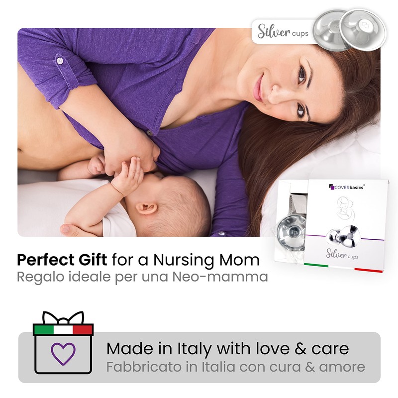 COVERbasics SilverCups Silver Nursing Cap Protects and Soothes Sore and