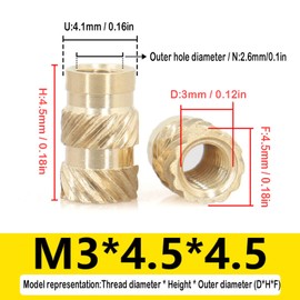 Threaded Insert Embedding Nuts Thread Insert Threaded Bushings Brass Embedding Nuts M3 Insert Nut Internal Thread for Plastic Parts Knurled Nuts Through Ultrasonic Hot Embedding 300 Pieces