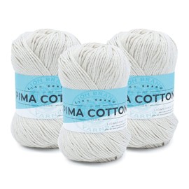 Lion Brand Yarn Pima Cotton Yarn, Medium Yarn for Knitting, Crocheting, and Crafting, 3 Pack, Vintage