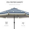 9ft Blue Stripe Garden Umbrella with Tilt Crank and Ruffled