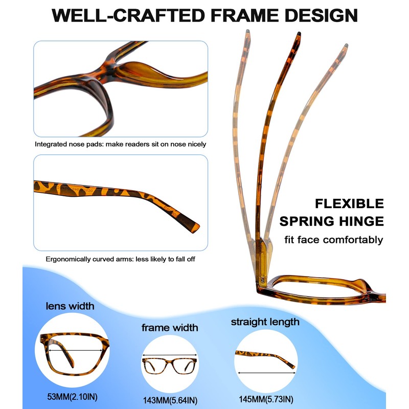 WEMOOTANTS Large Bifocal Reading Glasses 1.25 for Men Blue Light