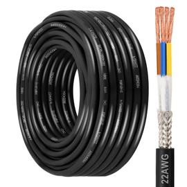 MOOKEERF 22/4 Shielded Wire 50FT,22AWG 4 Conductor Shielded Cable Stranded Pure Copper CNC Wire for CNC Router Machine,CNC VFD Spindle,3D Printer,Stepper Motor,Transformer,etc.