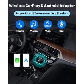 Wireless CarPlay & Android Auto Adapter - Fast & Stable Connection, Plug & Play, Universal Fit for iOS 10+/Android 11+, Transform Your Wired System to Wireless with Type-C/USB-A for 800+ Cars (2016+)
