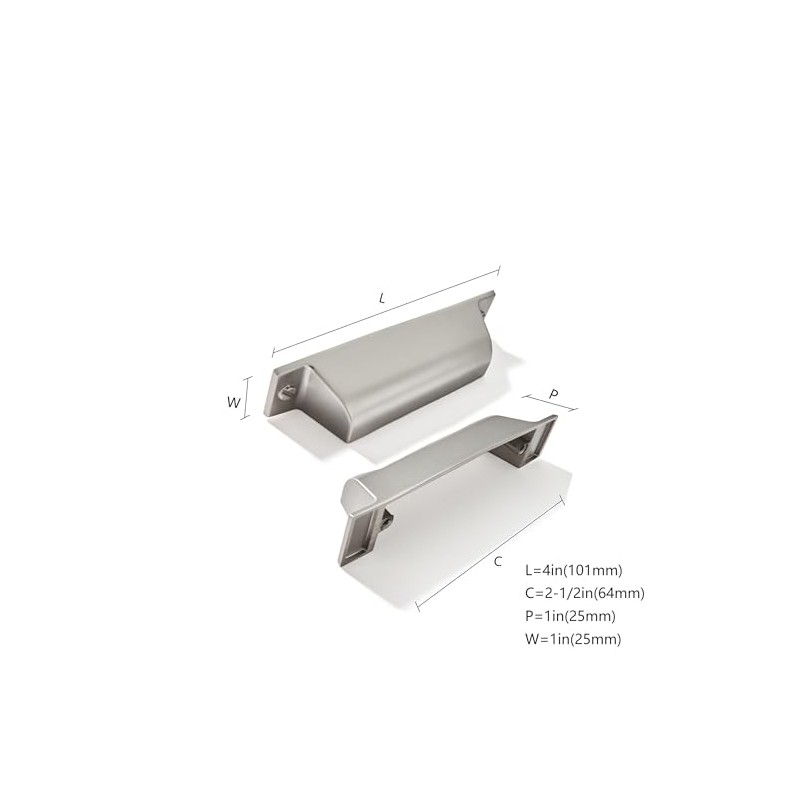 ZAUYX 10 Pack 2-1/2 Inch Center to Center Brushed Nickel