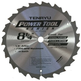 Tenryu PT-21018 8-1/4" x 18-Tooth Power Tool Series Circular Saw Blade for Wood