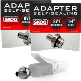 SKÖG Self-Sealing Tire Inflator Adapter (2 Pack) – 1/4” NPT Male to Schrader Valve, Leak-Free O-Ring, No Tape Needed
