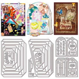 GLOBLELAND Nested Label Pocket Cutting Dies Rectangle Frame DIY Dies Retro Layered Bookmark Tags Metal Cutting Stencils for Card Making Paper Crafting Scrapbooking Supplies Crafts