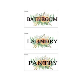ADECNS Laundry Room Stickers Bathroom Pantry Signs Vinyl Green Flowers Wall Decal Wall Quote Sticker for Laundry Room Decor(Laundry+Panty+Bathroom)