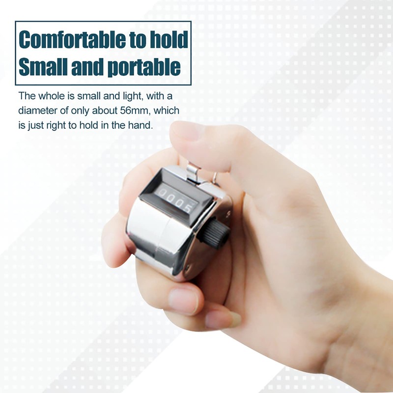 Vikye 4 Digit Click Counter, Mini Metal Number Hand Counter