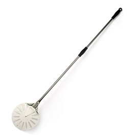 Komista Turning Pizza Peel for Brick Oven,9" Stainless Steel Small Round Perforated Pizza Paddle with 47" Long Handle…