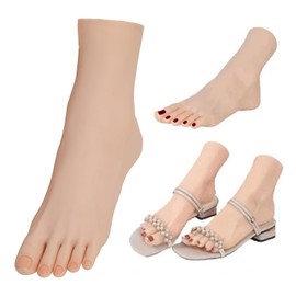 Practice Foot Model Soft Realistic Silicone Flexible Bendable Model Manicure Tool Fake Nail Foot for Nail Tips Art Training for Home Salon DIY (Left)