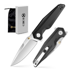 LONSDOW 14C28N Folding Pocket Self-Defense Knives  Aluminum Alloy Handle Camping Hunting Survival Outdoor Knivescolor: Black FK-089-2, blade length: 8.5 cm, blade width: 2.8 cm, type: Pocket Knife