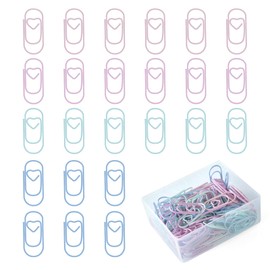 Vicloon Paper Clips, Pack of 140 Paper Clips, Heart Gold, Paper Clips Set with Transparent Box, for File Clip, Office, Classroom (Macaroon)