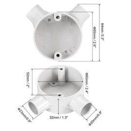 sourcing map PVC Conduit Box Junction Box 90° 2 Way 20mm with Cover, M4 Screws for Home Hose Electrical Conduit Electronic Projects