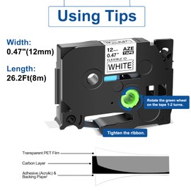 2pack Compatible for Brother TZe-FX231 Black on White Flexible ID Tape for Wire Cable 0.47" x 26.2ft for PT-1000 1005 1010 3600 9600 D210 D400 D450VP D600VP H101C H105 H110 H300 P750W Label Maker