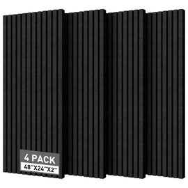 HWLIYUTAI Acoustic Foam Panels, 48 x 24 x 2 inches, 4 Pack Soundproof Foam Wall Panels High Density Noise Canceling Studio for Echo Absorption Home Office (Black 4 Pack, 48" x 24" x 2")