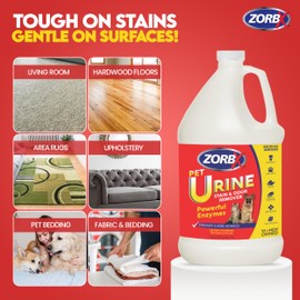 ZORBX Pet Urine Stain and Odor Remover Spray 128 FL Oz - Dog, Cat Urine Enzyme Odor Destroyer - Perfect Solution for Unpleasant Urine Odor and Stain Remover - Hardwood Floors & Carpet Cleaner