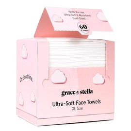 grace & stella Toallas faciales desechables - Esenciales de viaje - Toallitas faciales ultrasuaves y absorbentes - Toallas faciales XL para limpieza y