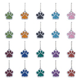 DICOSMETIC 20Pcs Zipper Pull Charms Dog Paw Print Zipper Pull Replacement Alloy Enamel Footprint Zipper Pulls for Luggage, Backpacks, Jackets, Purses, Handbags