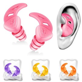 Schwimm Ohrstöpsel für Erwachsene - 4 Paar Wasserdichte Wiederverwendbare Silikon Schwimmen Ohrstöpsel - Ohrschutz für Ideal zum Surfen, Dusche,Tauchen, und Anderen