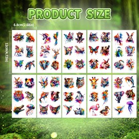 Watercolour Animal Temporary Tattoos for KIds 60 Styles Kids Tattoos Body Arm Shoulder Tattoo Stickers, Children's Party Decorations