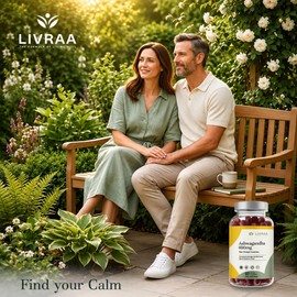 LIVRAA Ashwagandha Gummies 1200mg Per Serving | High Strength 30:1 Ashwagandha Root Extract | Vegan Gummies with Magnesium Citrate | Natural Raspberry Flavour | 60 Gummies (30 Day Supply)