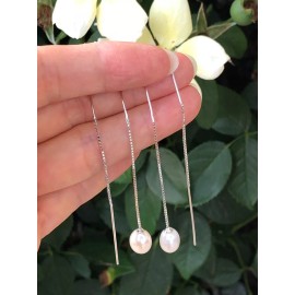 Beautifuljewelrynyc 925 Sterling Silver Freshwater Pearl Threader Earrings 8mm 74mm/2.91"