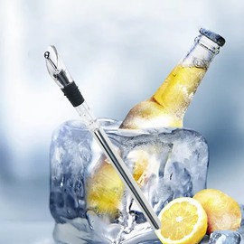 MOBXPAR Wine Chiller Stick, 3-in-1 Stainless Steel Wine Bottle Cooler Stick - Rapid Iceless Wine Chilling Rod with Aerator/Pourer and Stopper - Wine Accessories Gift for Wine Lovers