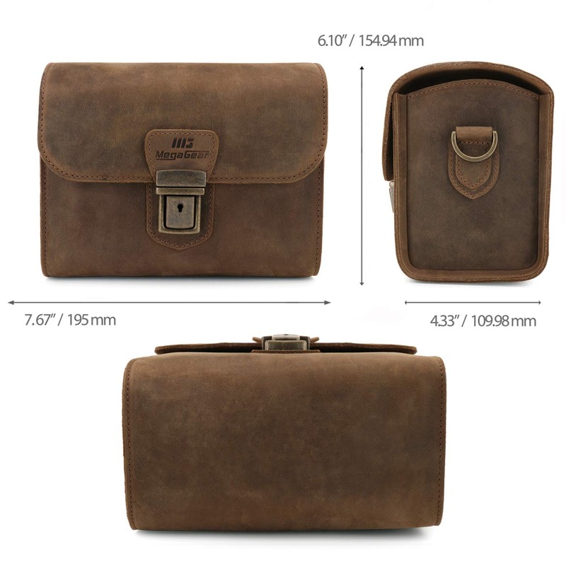 MegaGear MG1724 Pebble Genuine Leather Camera Case Bag for Instant