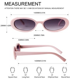 ADEWU Retro Oval Sunglasses 90s Vintage Narrow Small Tiny Oval Sun Glasses Black Tortoiseshell Frame