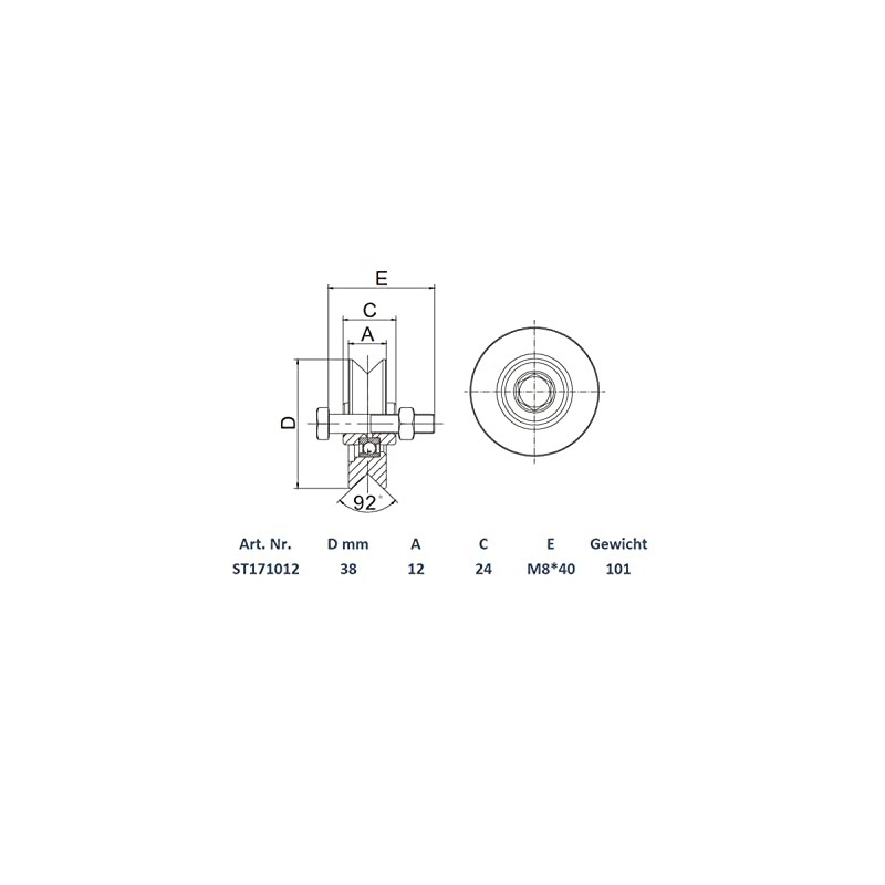 SCHARTEC Sliding Gate Rollers V Profile Roller for Running Rail
