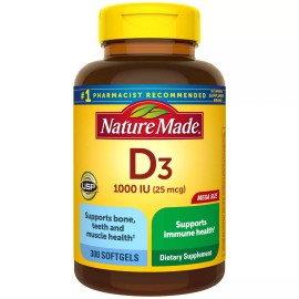 Nature Made Vitamin D3 1000 Iu Softgels 300 Count Bone Immune Muscle Support
