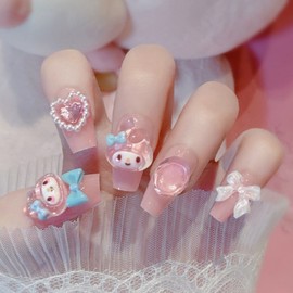 CC Nail Cute Rabbit Parts Ribbon Gel Nail Tips 24P, 2 Pieces, W-22 / 씨씨네일 귀여운 토끼 파츠 리본 젤 네일팁 24P, 2개, W-22
