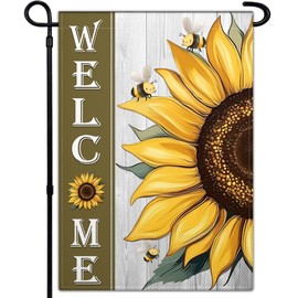 Welcome Summer Garden Flags for Outside 12x18 Inch Double Sided Spring Sunflower Bee Garden Flag for Outdoor Indoor Lawn House Yard Sign Decor
