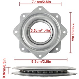 4pcs 3" Square Lazy Susan Turntable Heavy Duty Lazy Susan Hardware, Steel Ball Bearing Rotating Tray Swivel Plate for Dining Table, Stool Chair, Pantry, Organizer (Silver)