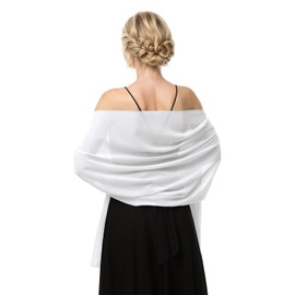 Chiffon Scarf Women Pashmina Shawls and Wraps for Evening Dresses Wedding Soft Large Scarf Bridal Scarve for Women(White)